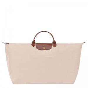 Longchamp Le Pliage Original M Erkek Seyahat Çantası Beyaz | 45816-RAST