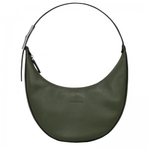 Longchamp Roseau Essential M Kadın Hobo Çanta Haki | 06872-KPFB