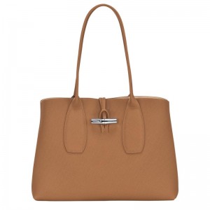 Longchamp Roseau L Kadın Tote Çanta Kahverengi | 49752-ASLW