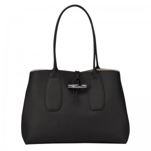 Longchamp Roseau L Kadın Tote Çanta Siyah | 05263-EVNP