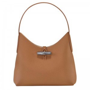 Longchamp Roseau M Kadın Hobo Çanta Kahverengi | 65427-WCZM