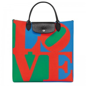 Longchamp x Robert Indiana L Erkek El Çantası Red/Navy | 94015-FERU