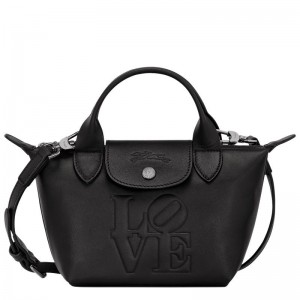 Longchamp x Robert Indiana XS Kadın El Çantası Siyah | 90382-HOVA