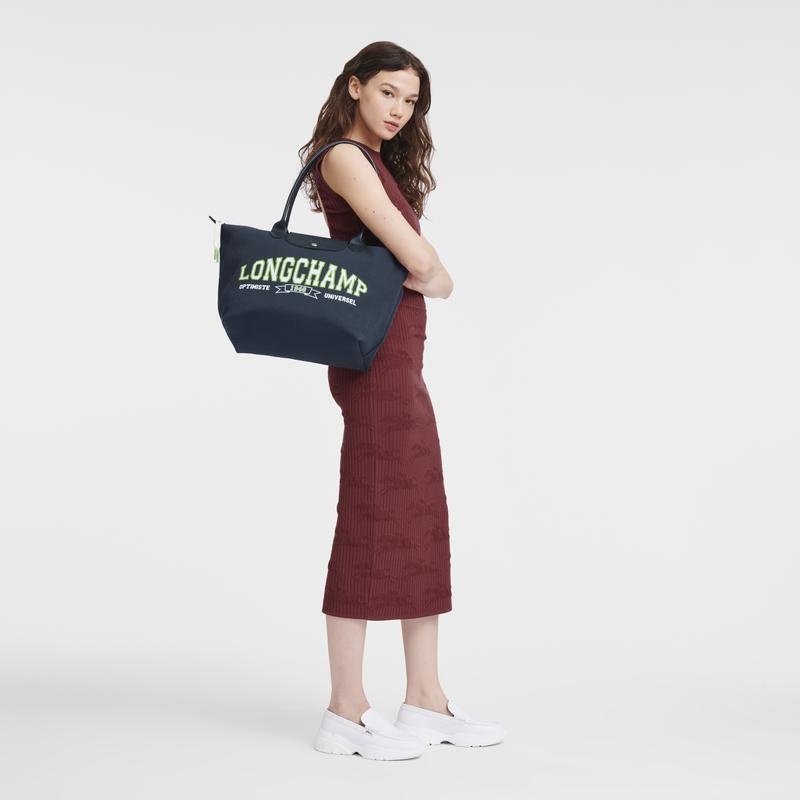 Longchamp Le Pliage Koleksiyonlar L Kadın Tote Çanta Lacivert | 53187-DJFC