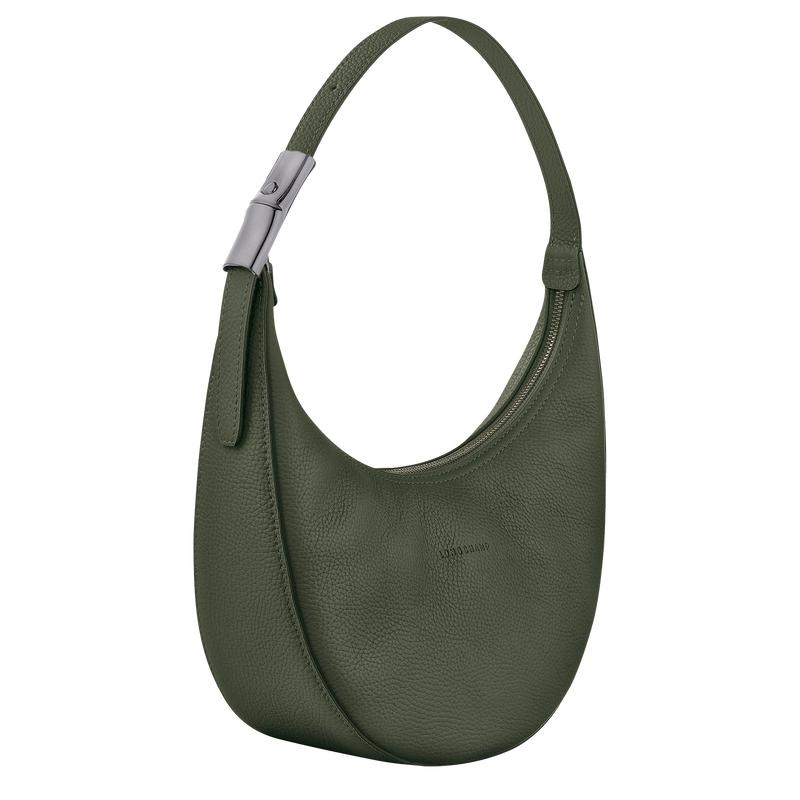 Longchamp Roseau Essential M Kadın Hobo Çanta Haki | 06872-KPFB