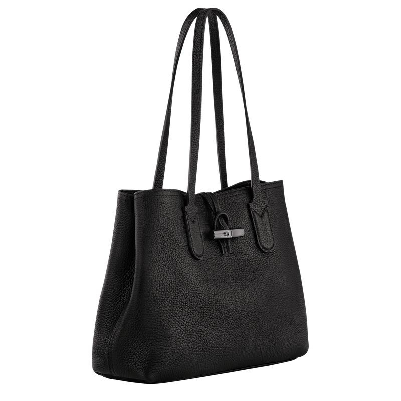 Longchamp Roseau Essential M Kadın Tote Çanta Siyah | 79658-RZKM