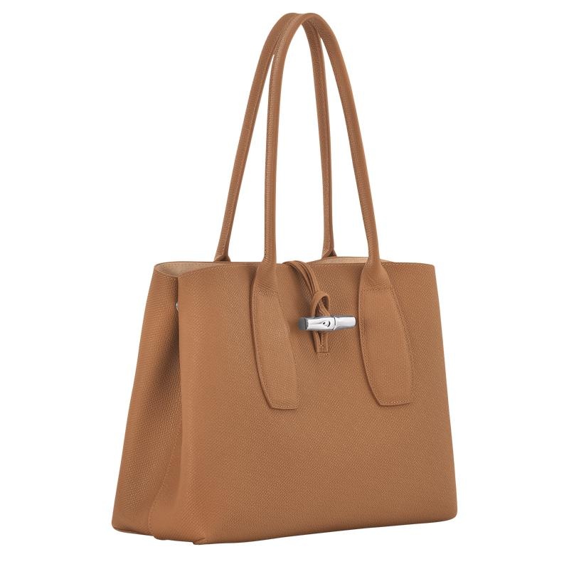 Longchamp Roseau L Kadın Tote Çanta Kahverengi | 49752-ASLW