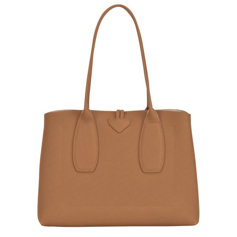 Longchamp Roseau L Kadın Tote Çanta Kahverengi | 49752-ASLW