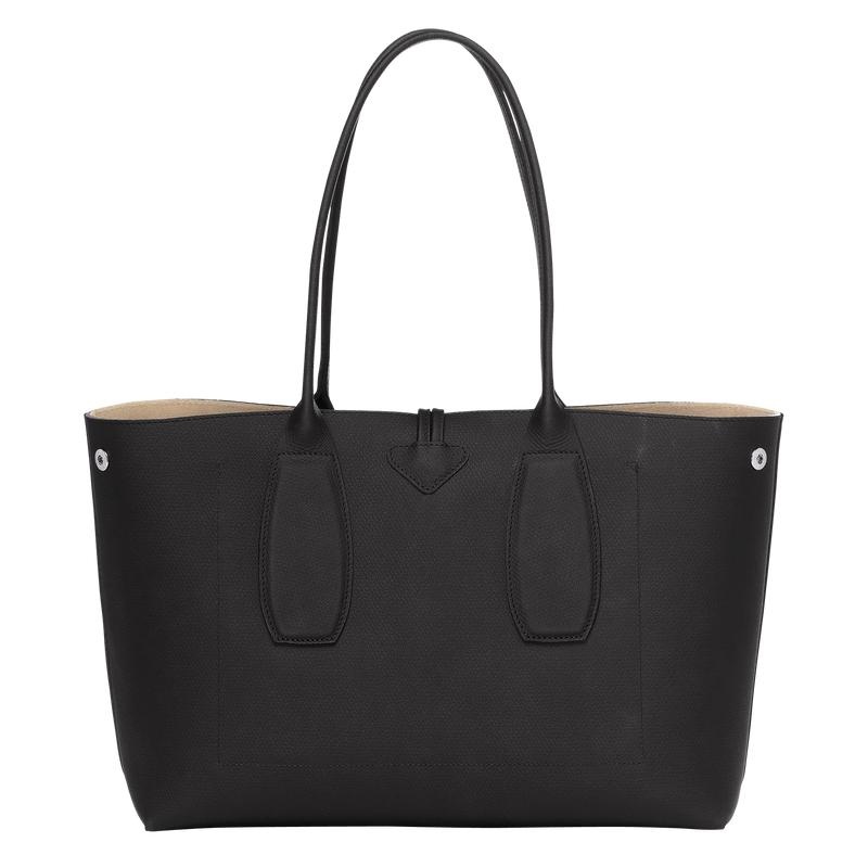 Longchamp Roseau L Kadın Tote Çanta Siyah | 05263-EVNP