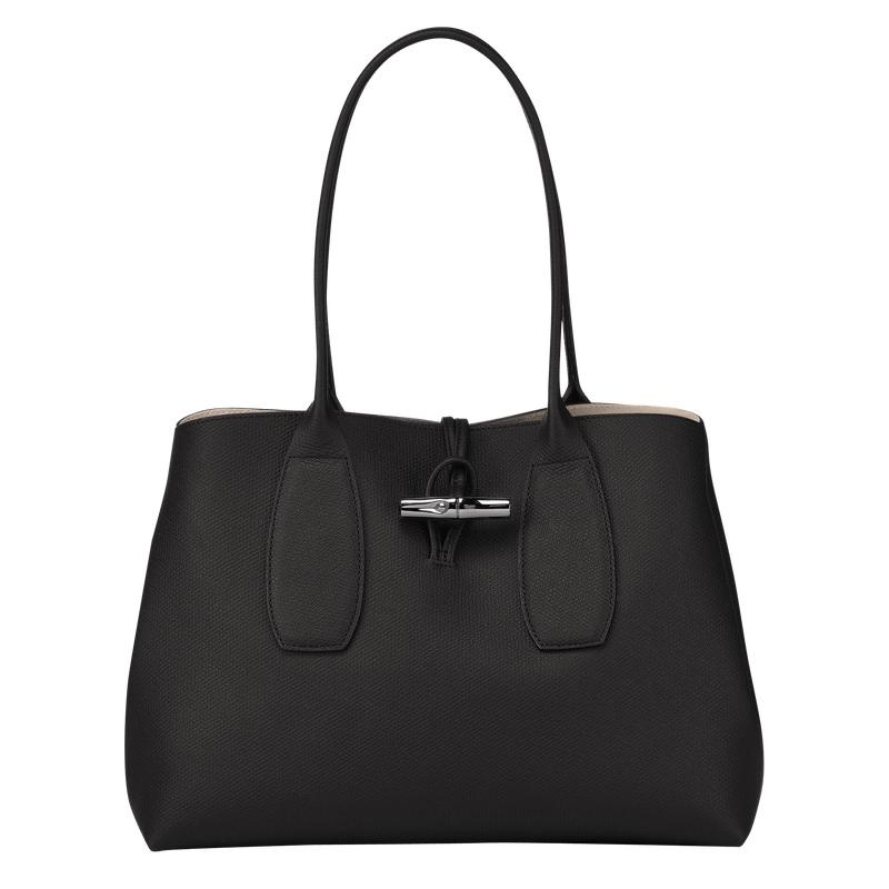 Longchamp Roseau L Kadın Tote Çanta Siyah | 05263-EVNP