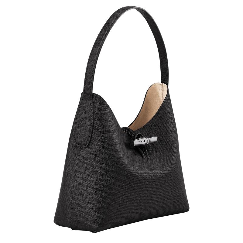 Longchamp Roseau M Kadın Hobo Çanta Siyah | 75683-VPDK