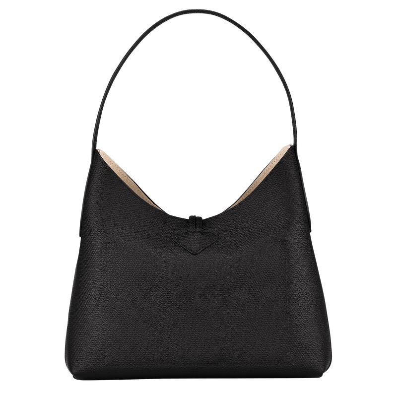 Longchamp Roseau M Kadın Hobo Çanta Siyah | 75683-VPDK