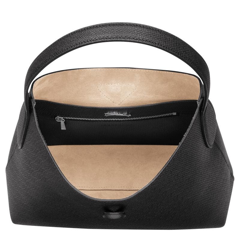 Longchamp Roseau M Kadın Hobo Çanta Siyah | 75683-VPDK