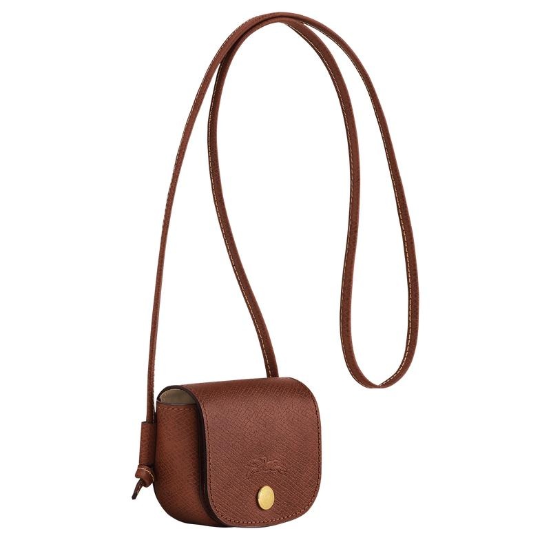 Longchamp Épure with leather lace Kadın Bozuk Para Cüzdanı Kahverengi | 01576-BDZA