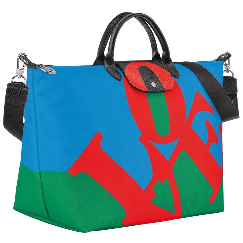 Longchamp x Robert Indiana Erkek Seyahat Çantası Red/Navy | 14350-FSRB