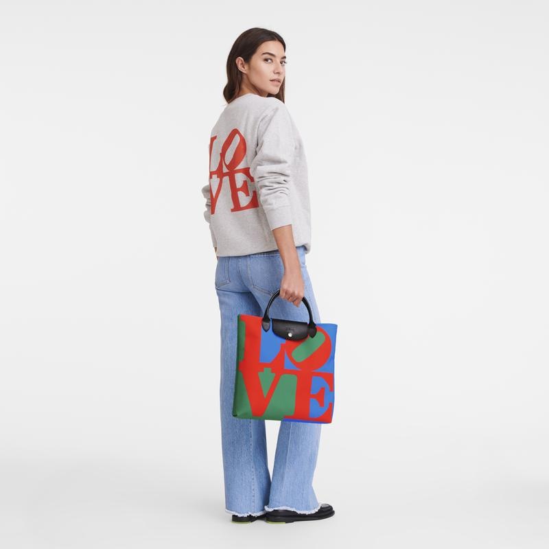 Longchamp x Robert Indiana L Kadın El Çantası Red/Navy | 61829-LFWV